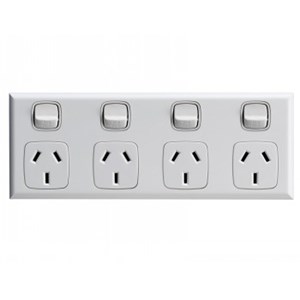 HPM Excel Horizontal Quad Socket 4x10A - White